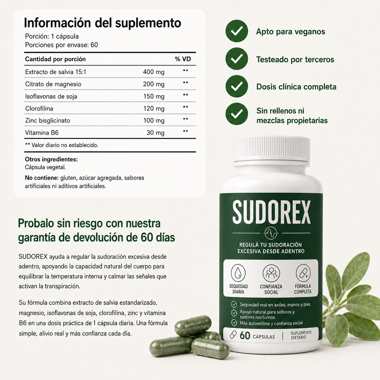 Sudorex | Regula tu sudoracion excesiva desde adentro.